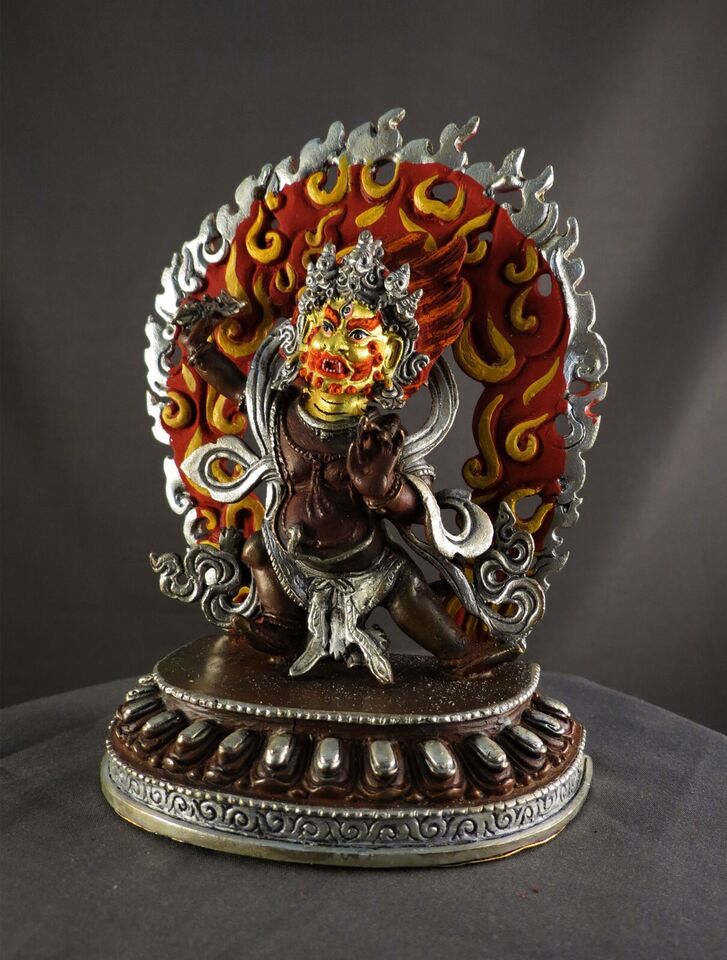 Tibetan Buddhism Protector Lord Vajrapani Chana Dorji Copper Silver Oxide Figure Statue Sculpture Nepal