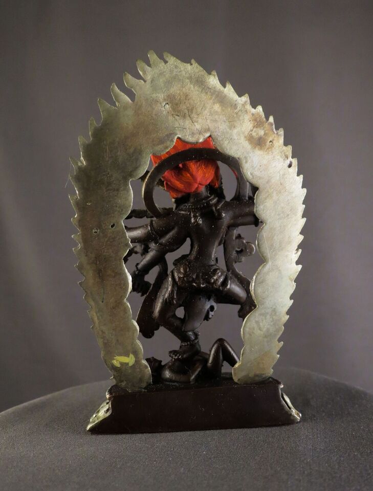Tibetan Buddhism Goddess Kurukulla Gold Face Dakini Jogini Silver Oxide Copper Statue Sculpture Figure Nepal