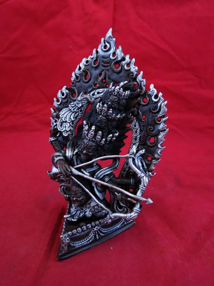 Tibetan Buddhism Set of Rahula Ekajati Lakpa Copper Silver Plated Statue Figure Nepal