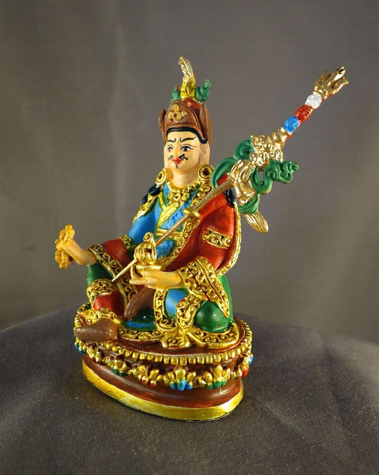 Tibetan Guru Rinpoche (Padmasambhava) 3.2" Hand Paint Pure Copper Statue Figure Nepal free