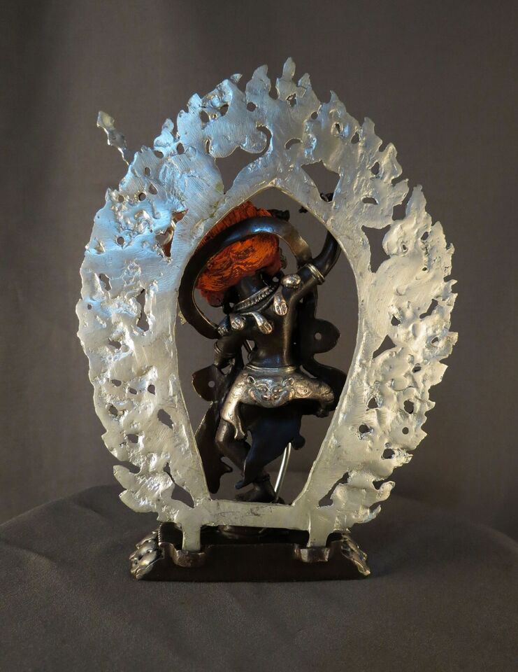 Tibetan Buddhism Vajra Varahi Gold Face Dakini Jogini Silver Oxide Copper Statue Sculpture Figure Nepal