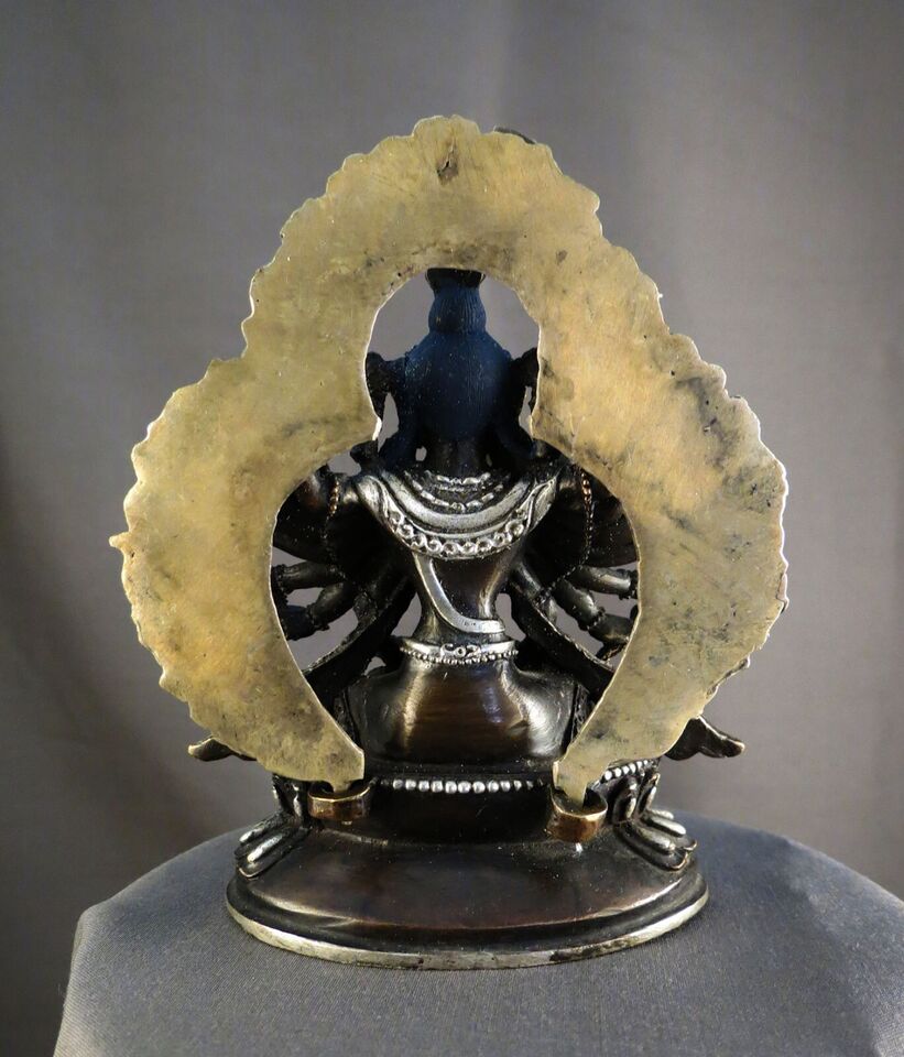 Buddhism Gold Face Goddess Chandi Dakini Silver Oxide Copper Statue Sculpture Figure Nepal