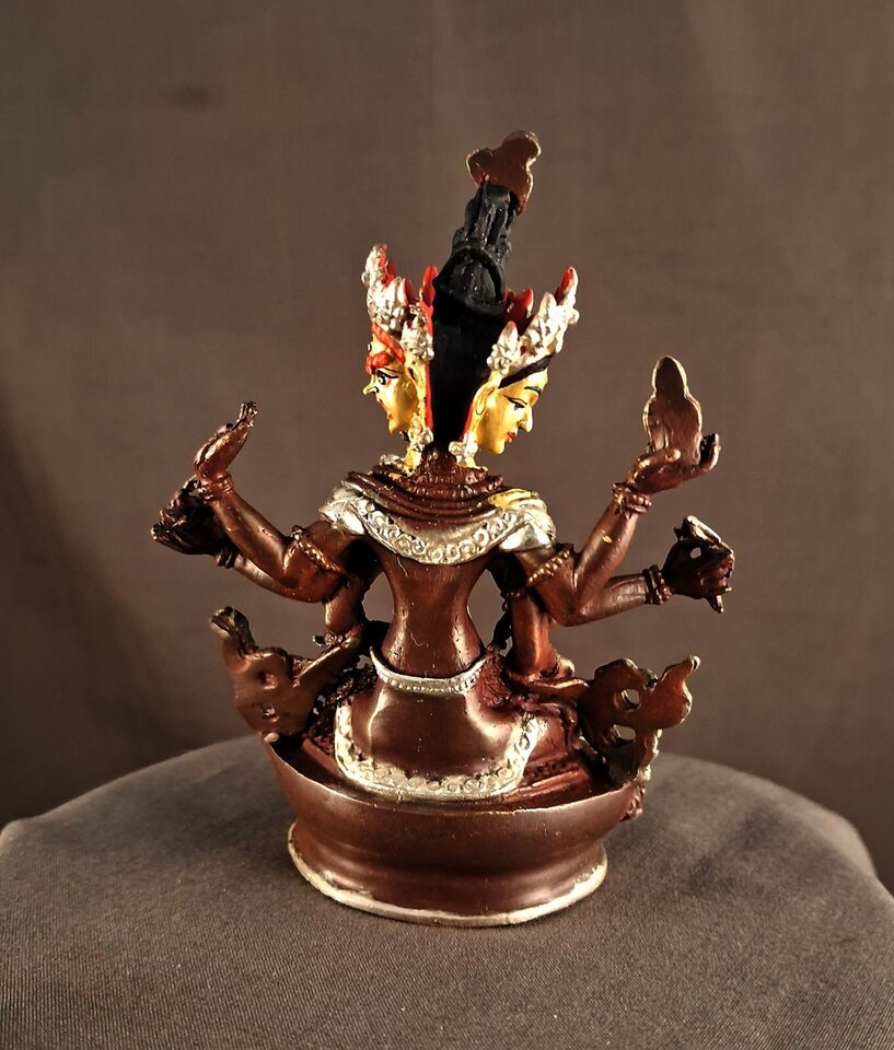 Tibetan Buddhism Lord Namgyal Ushnishavijaya Copper Gold Face Paint Statue Sculpture Figure Nepal