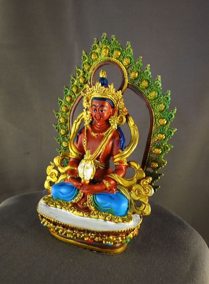 Tibetan Buddhism Goddess Aparmita Amitayus Pure Copper Hand Paint Statue Figure Sculpture Nepal free
