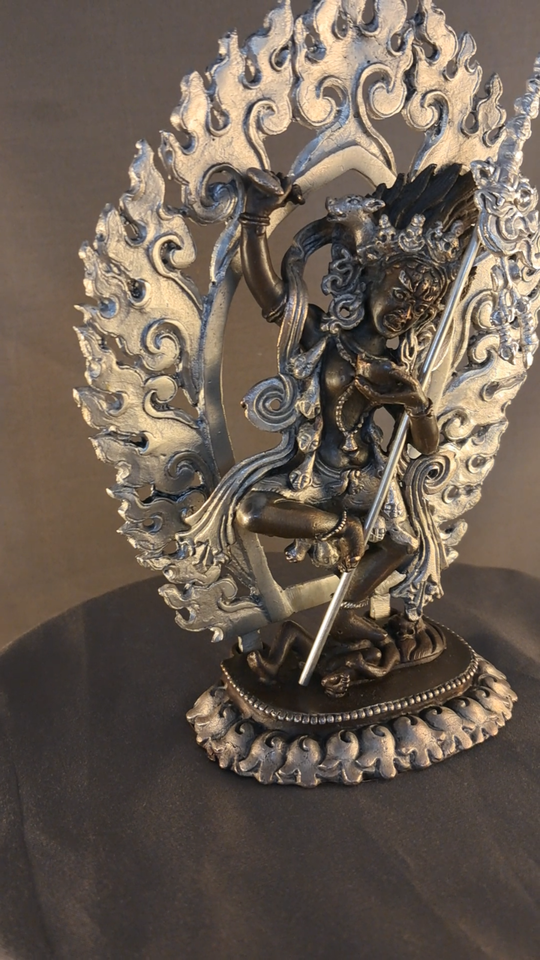 Buddhism Vajra Varahi Dakini Jogini Silver Oxide Fine 6.2" Copper Statue Figure Nepal
