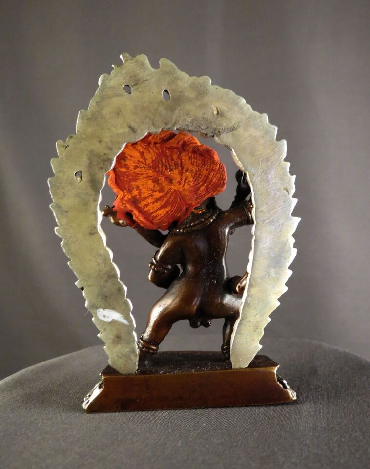 Gold Face Buddhism Protector God Vajrapani with Consort Copper Oxide Statue Sculpture Figure Nepal