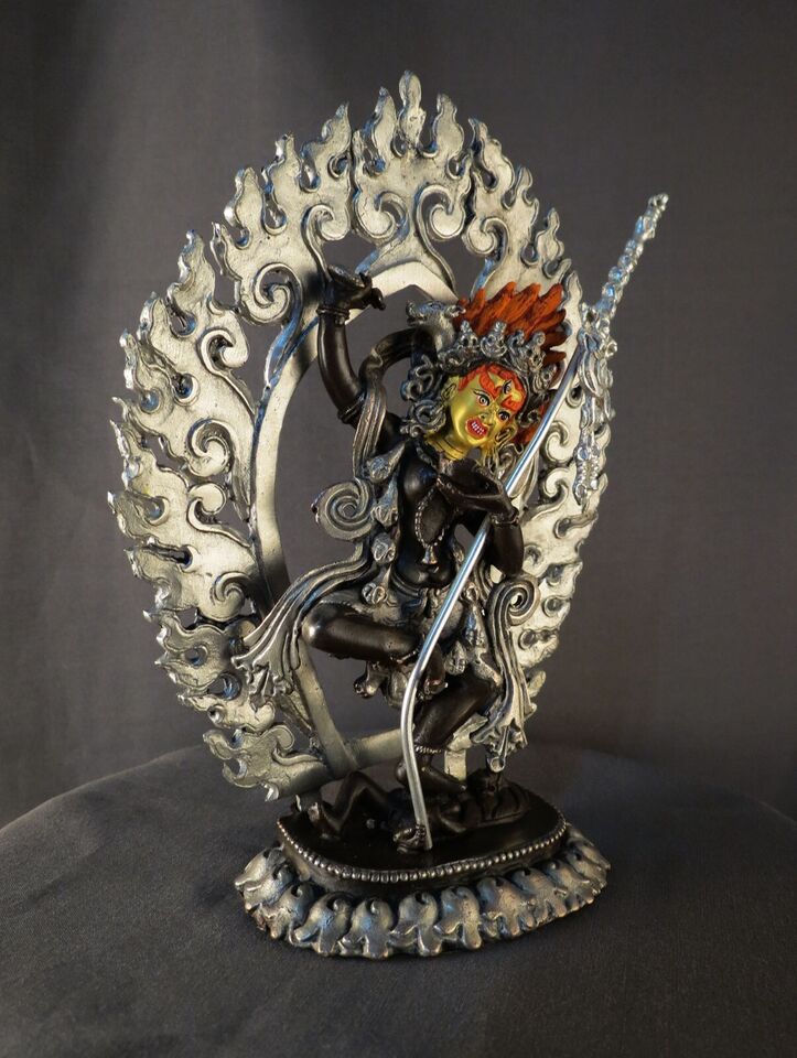 Tibetan Buddhism Vajra Varahi Gold Face Dakini Jogini Silver Oxide Copper Statue Sculpture Figure Nepal