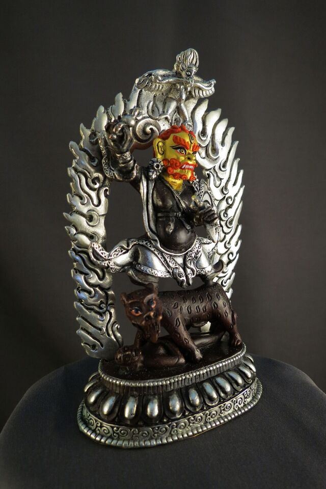 Tibetan Buddhism Gold Face emanation of Padmasambhava Dorje Drolo Copper Statue Sculpture Figure Nepal