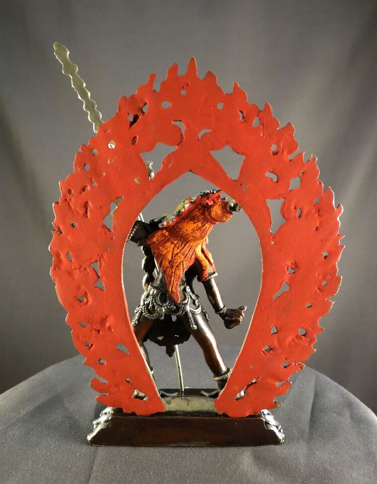 Tibetan Buddhism Gold Face Vajra Yogini Dakini Dorje Neljorma Silver Oxide 6" Copper Statue Sculpture Figure Nepal