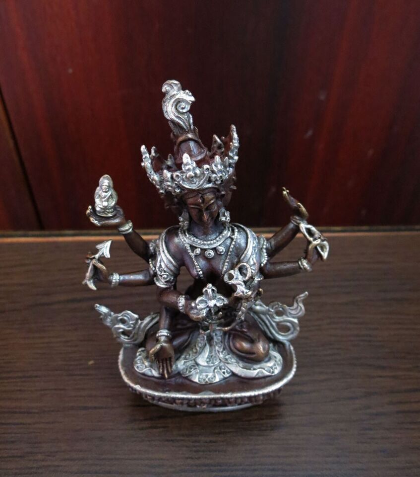 Tibetan Buddhism Lord Namgyal Ushnishavijaya Silver Oxide Copper Statue Sculpture Figure Nepal free