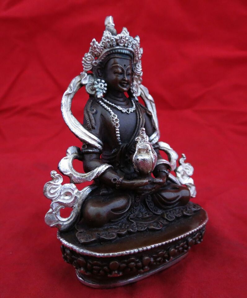 Tibetan Buddhism Lord Maitreya Aparmita Amitayus Copper Silver Oxide Statue Figure Nepal