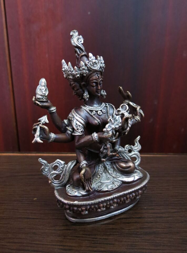 Tibetan Buddhism Lord Namgyal Ushnishavijaya Silver Oxide Copper Statue Sculpture Figure Nepal free