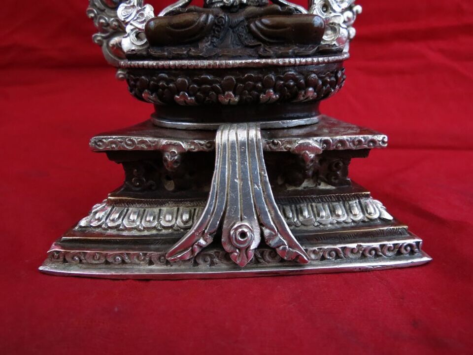 Buddhism Goddess Manjushree Manjushri Copper Silver Oxide Statue Figure Nepal