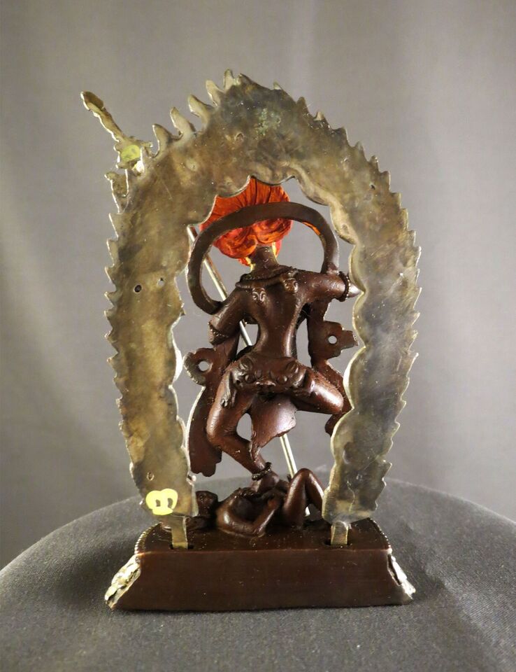 Tibetan Buddhism Gold Face Singha Mukha Dakini Yogini Silver Oxide Copper Statue Sculpture Figure Nepal