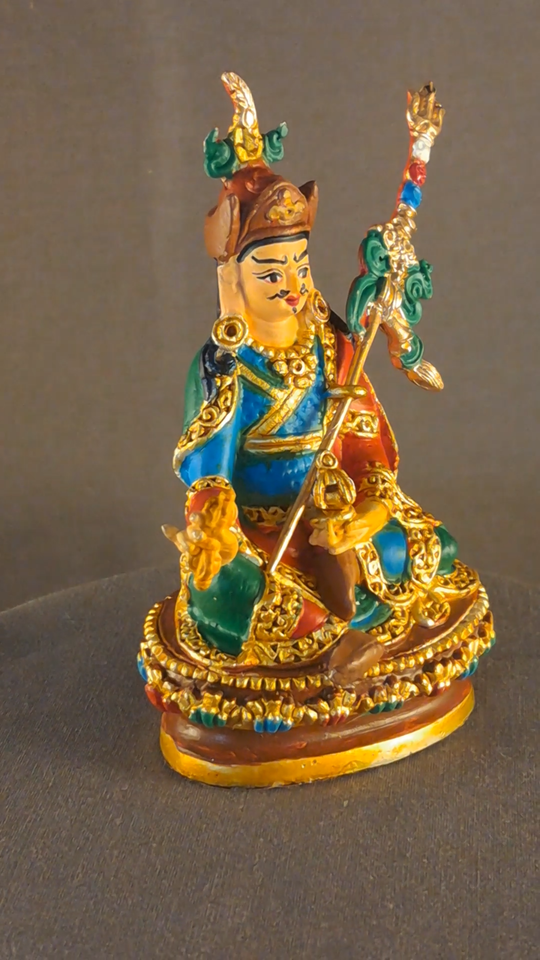 Tibetan Guru Rinpoche (Padmasambhava) 3.2" Hand Paint Pure Copper Statue Figure Nepal free