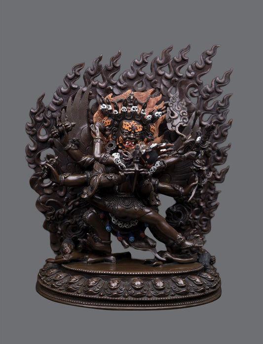 Tibetan Buddhism Lord Vajrakilaya with Shakti Consort Copper Oxide Silver Statue Sculpture Figure Nepal free