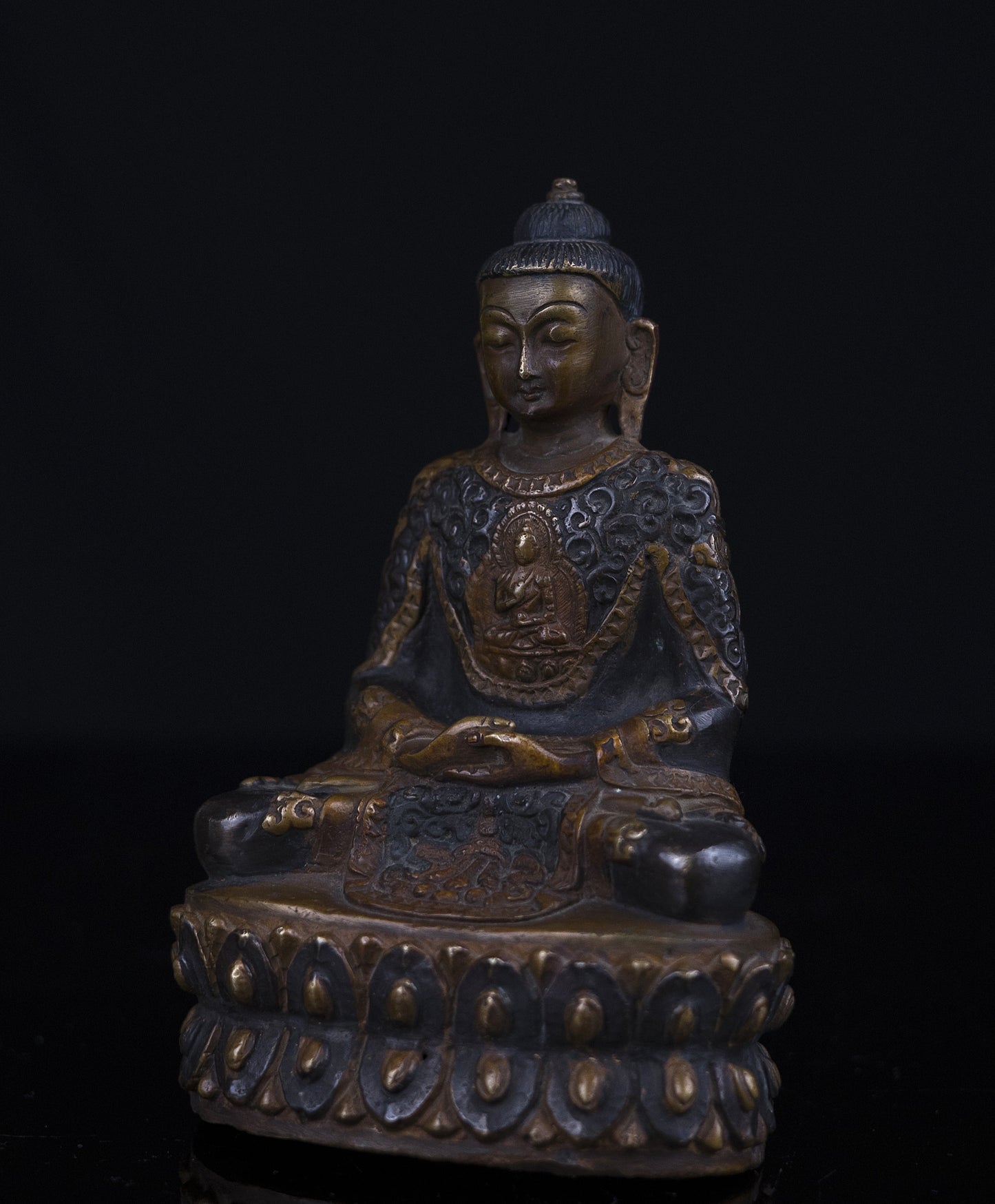 Antique looks Tibetan Buddhism Lord Amitabha Buddha Copper Oxide Statue Sculpture Figure Nepal free