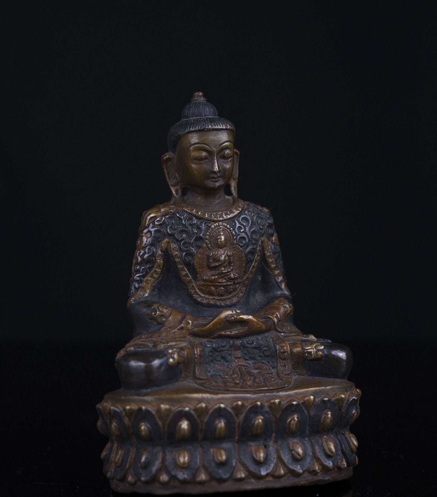 Antique looks Tibetan Buddhism Lord Amitabha Buddha Copper Oxide Statue Sculpture Figure Nepal free