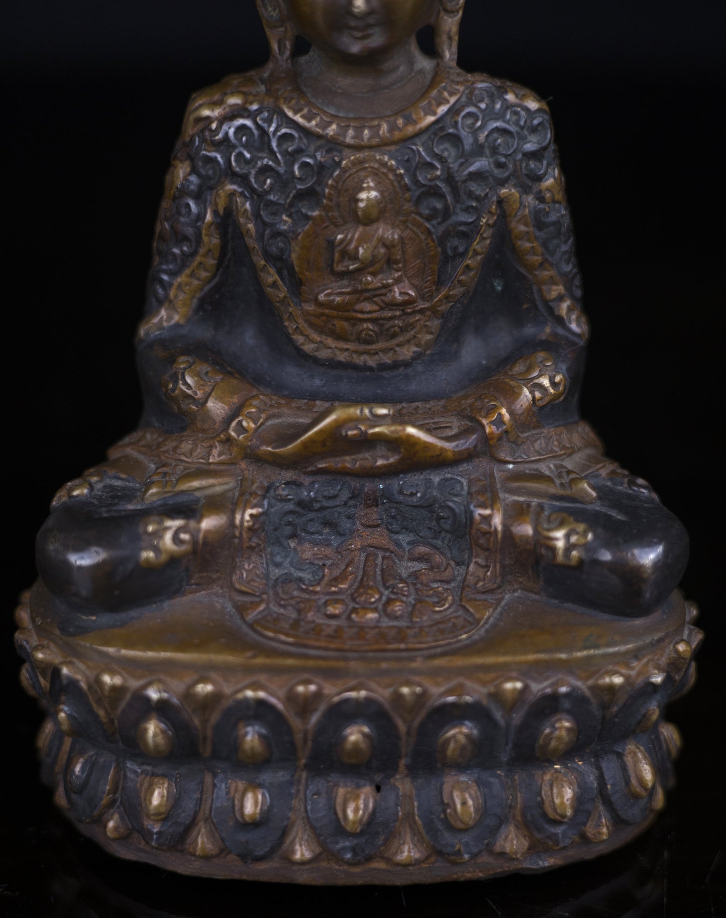 Antique looks Tibetan Buddhism Lord Amitabha Buddha Copper Oxide Statue Sculpture Figure Nepal free