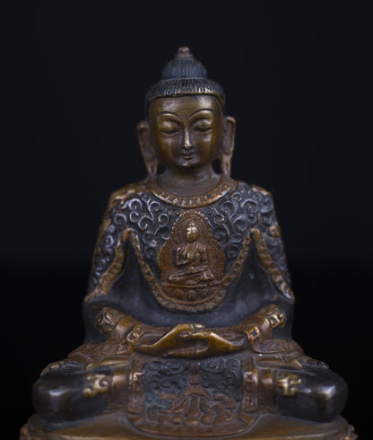 Antique looks Tibetan Buddhism Lord Amitabha Buddha Copper Oxide Statue Sculpture Figure Nepal free