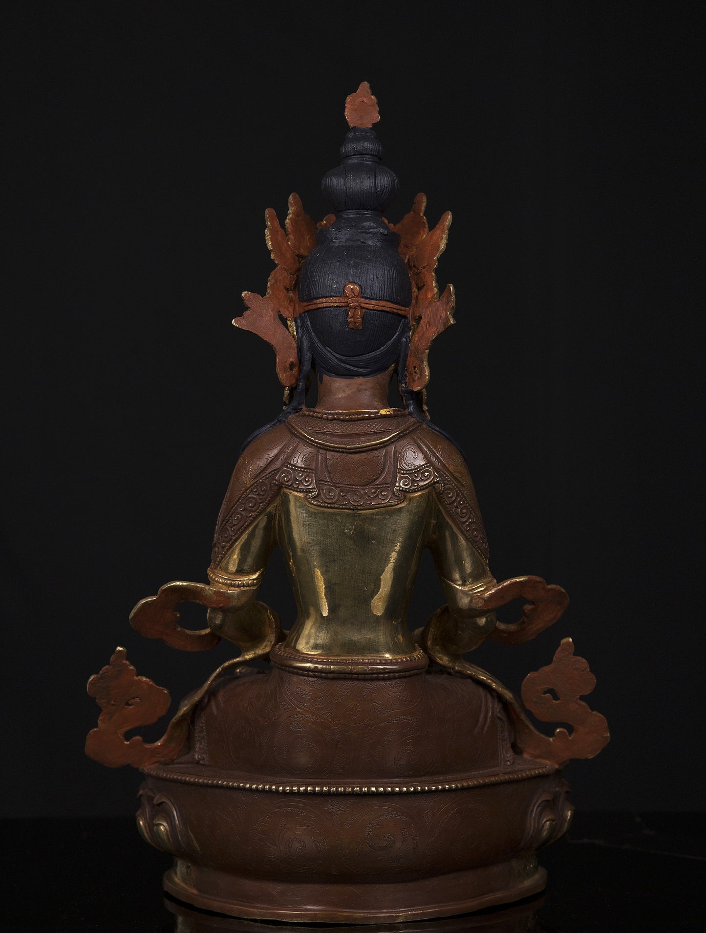 Tibetan Buddhism Gold Face Hand Painting Lord Aparamita Amitayus Buddha Copper Statue Sculpture Figure free