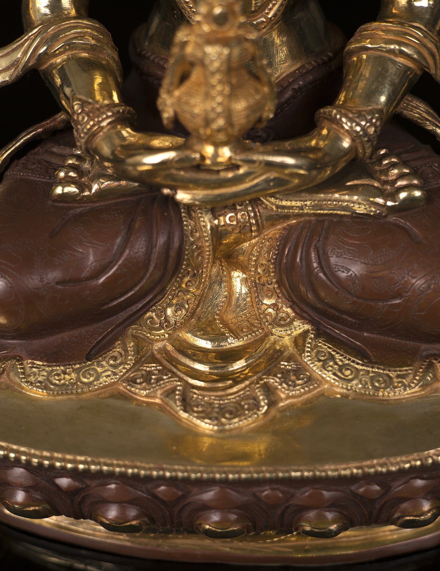 Tibetan Buddhism Gold Face Hand Painting Lord Aparamita Amitayus Buddha Copper Statue Sculpture Figure free