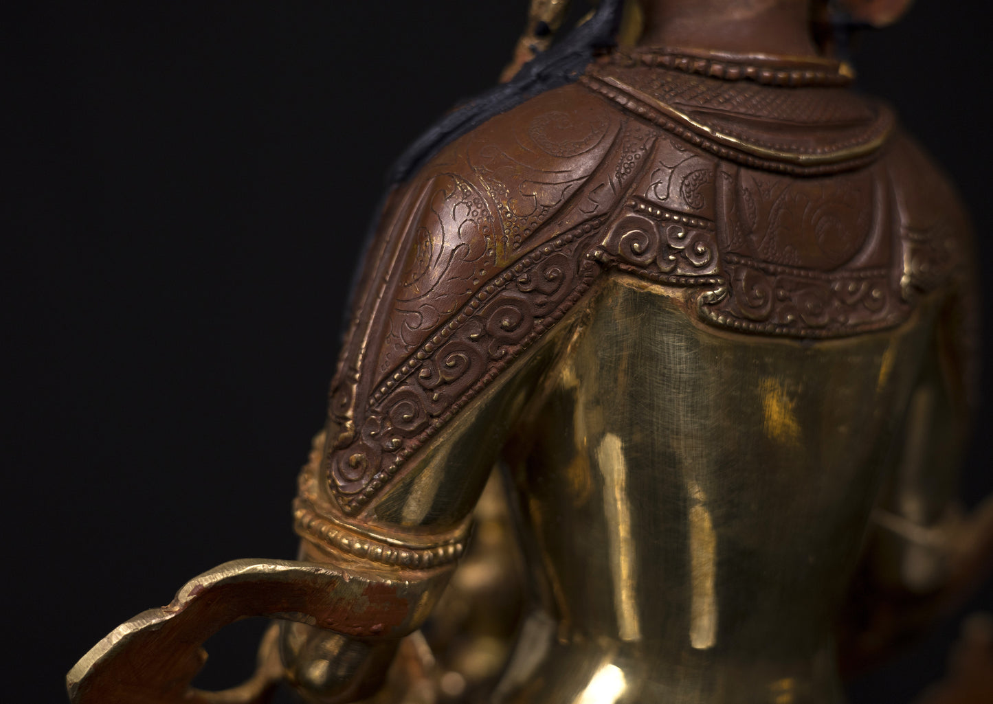 Tibetan Buddhism Gold Face Hand Painting Lord Aparamita Amitayus Buddha Copper Statue Sculpture Figure free