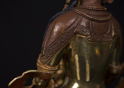 Tibetan Buddhism Gold Face Hand Painting Lord Aparamita Amitayus Buddha Copper Statue Sculpture Figure free