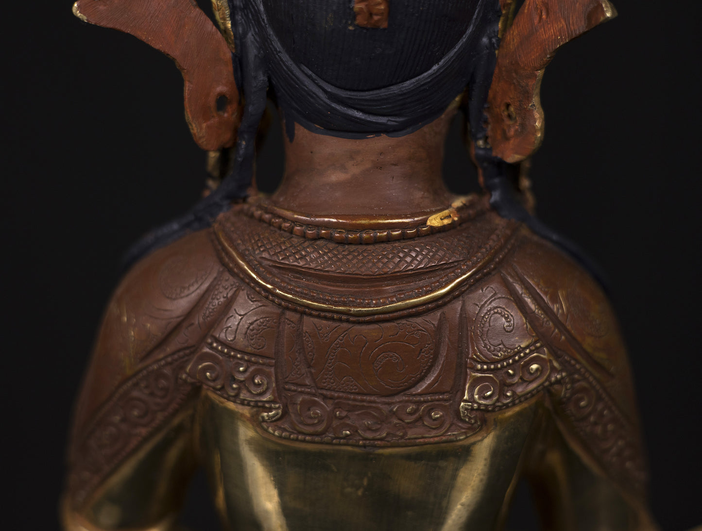 Tibetan Buddhism Gold Face Hand Painting Lord Aparamita Amitayus Buddha Copper Statue Sculpture Figure free
