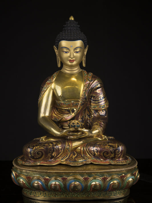 Tibetan Buddhism Lord Amitabha Buddha Oxide Copper Statue Sculpture Figure Nepal free