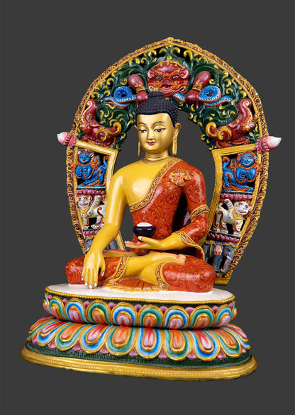 Rare Hand Paint Buddhism Lord Shakyamuni Akshobya Buddha Copper Statue Figure Nepal free