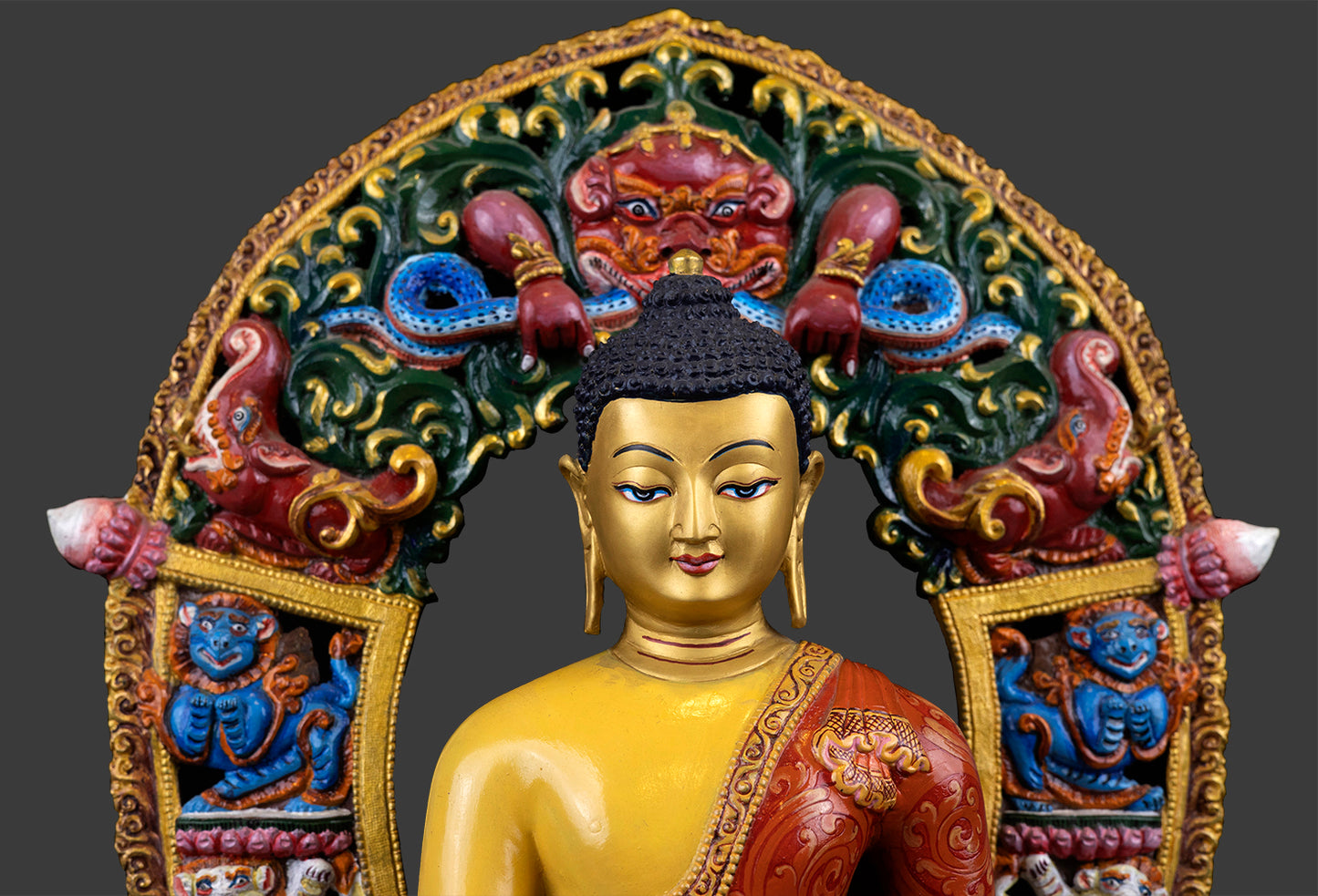 Rare Hand Paint Buddhism Lord Shakyamuni Akshobya Buddha Copper Statue Figure Nepal free