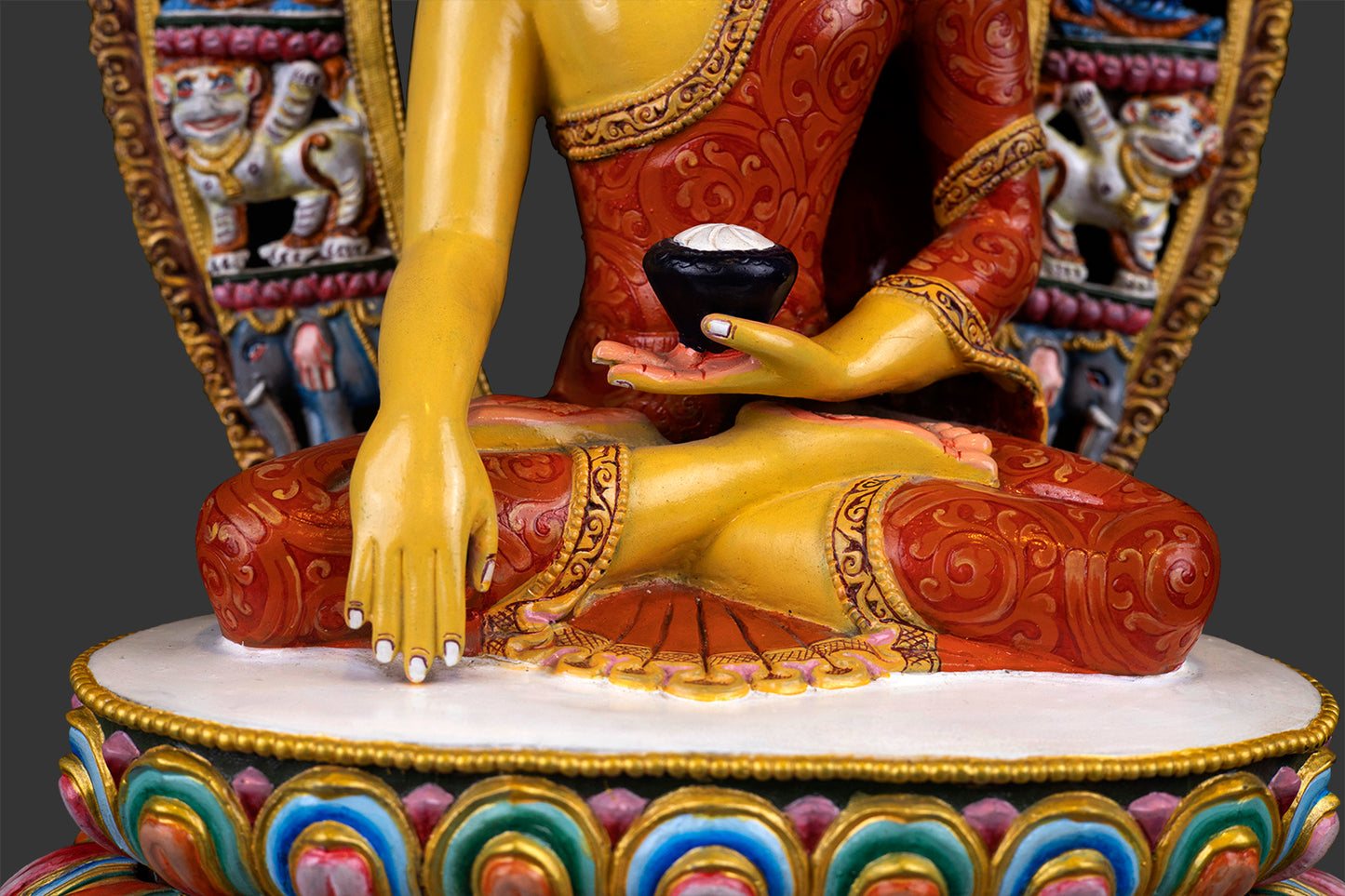 Rare Hand Paint Buddhism Lord Shakyamuni Akshobya Buddha Copper Statue Figure Nepal free