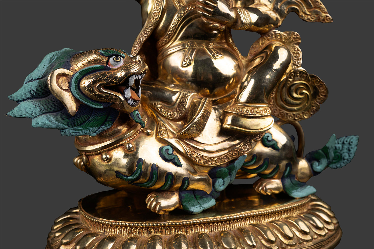 Tibetan Buddhism Gold Face Lord Shugden Dolgyal Gold Plated Copper Rare Statue Figure fre