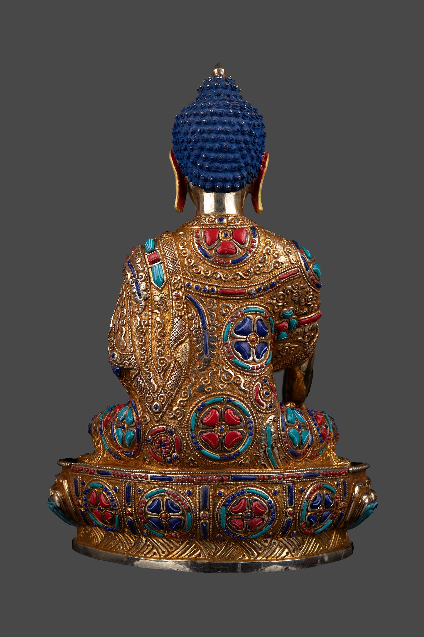 Buddhism Lord Akshobya (Shakyamuni) Buddha Real Stone Pure 24K Gold Copper Statue Nepal free