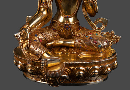 Tibetan Buddhism Goddess Green Tara Rupa 24K Gold Plated Pure Copper Statue Figure Nepal free