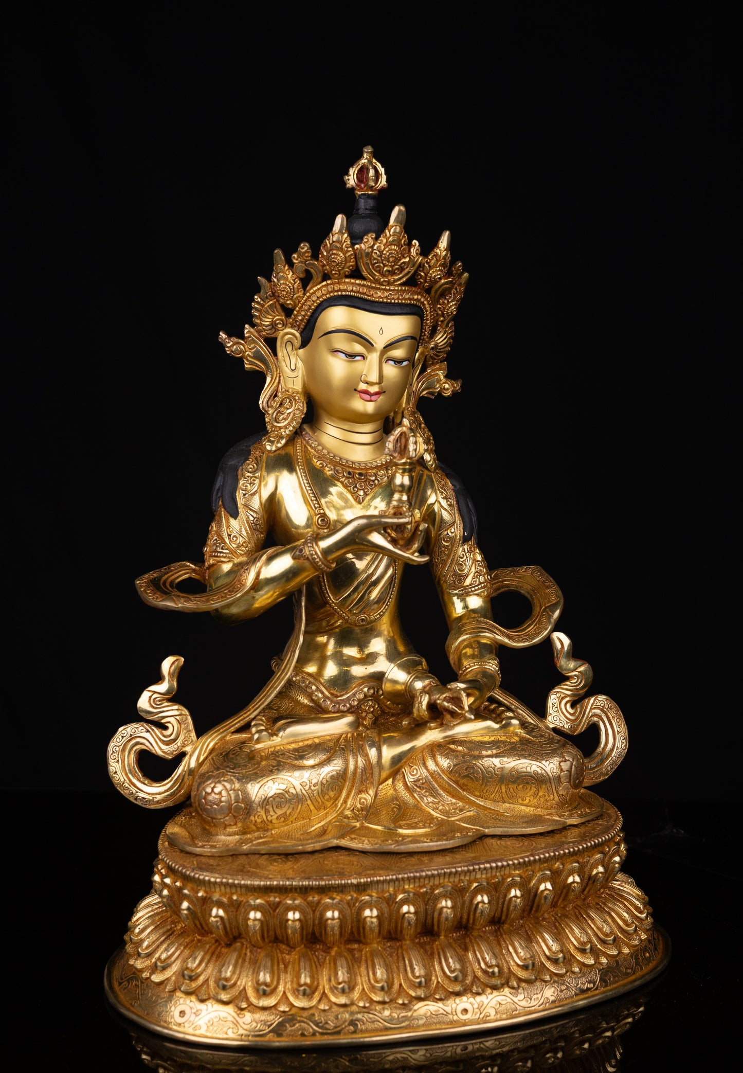 Tibetan Buddhism Gold Face Lord Vajra Sattva Boddhisattva Dorje Sempa Gold Plated Copper Statue Sculpture Figure Nepal free