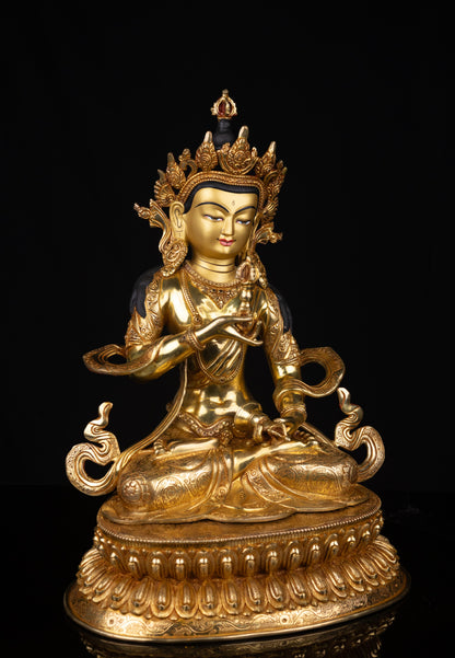Tibetan Buddhism Gold Face Lord Vajra Sattva Boddhisattva Dorje Sempa Gold Plated Copper Statue Sculpture Figure Nepal free