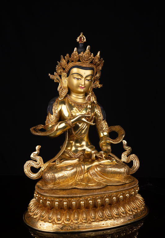 Tibetan Buddhism Gold Face Lord Vajra Sattva Boddhisattva Dorje Sempa Gold Plated Copper Statue Sculpture Figure Nepal free