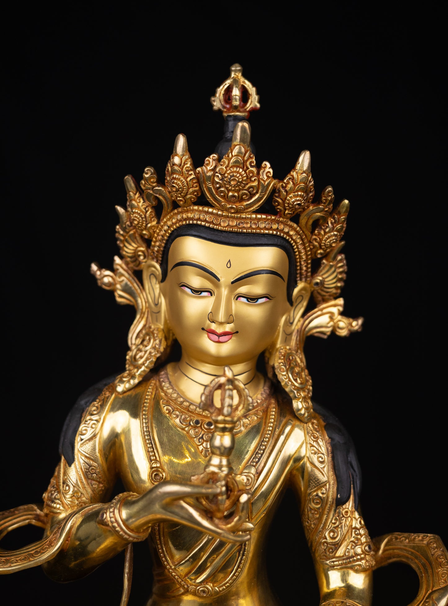 Tibetan Buddhism Gold Face Lord Vajra Sattva Boddhisattva Dorje Sempa Gold Plated Copper Statue Sculpture Figure Nepal free