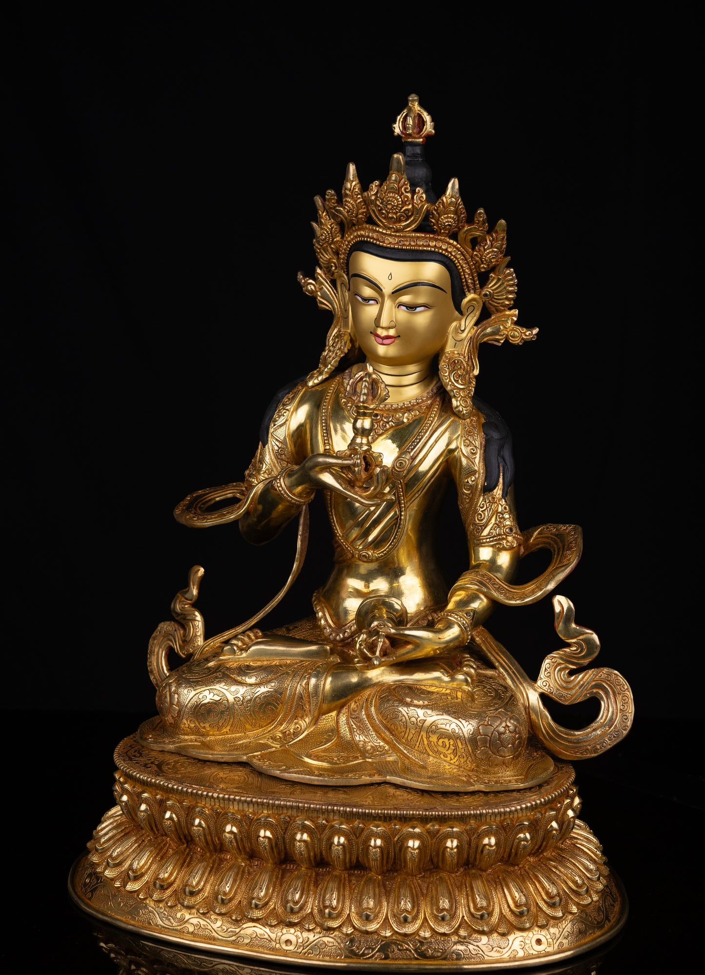 Tibetan Buddhism Gold Face Lord Vajra Sattva Boddhisattva Dorje Sempa Gold Plated Copper Statue Sculpture Figure Nepal free