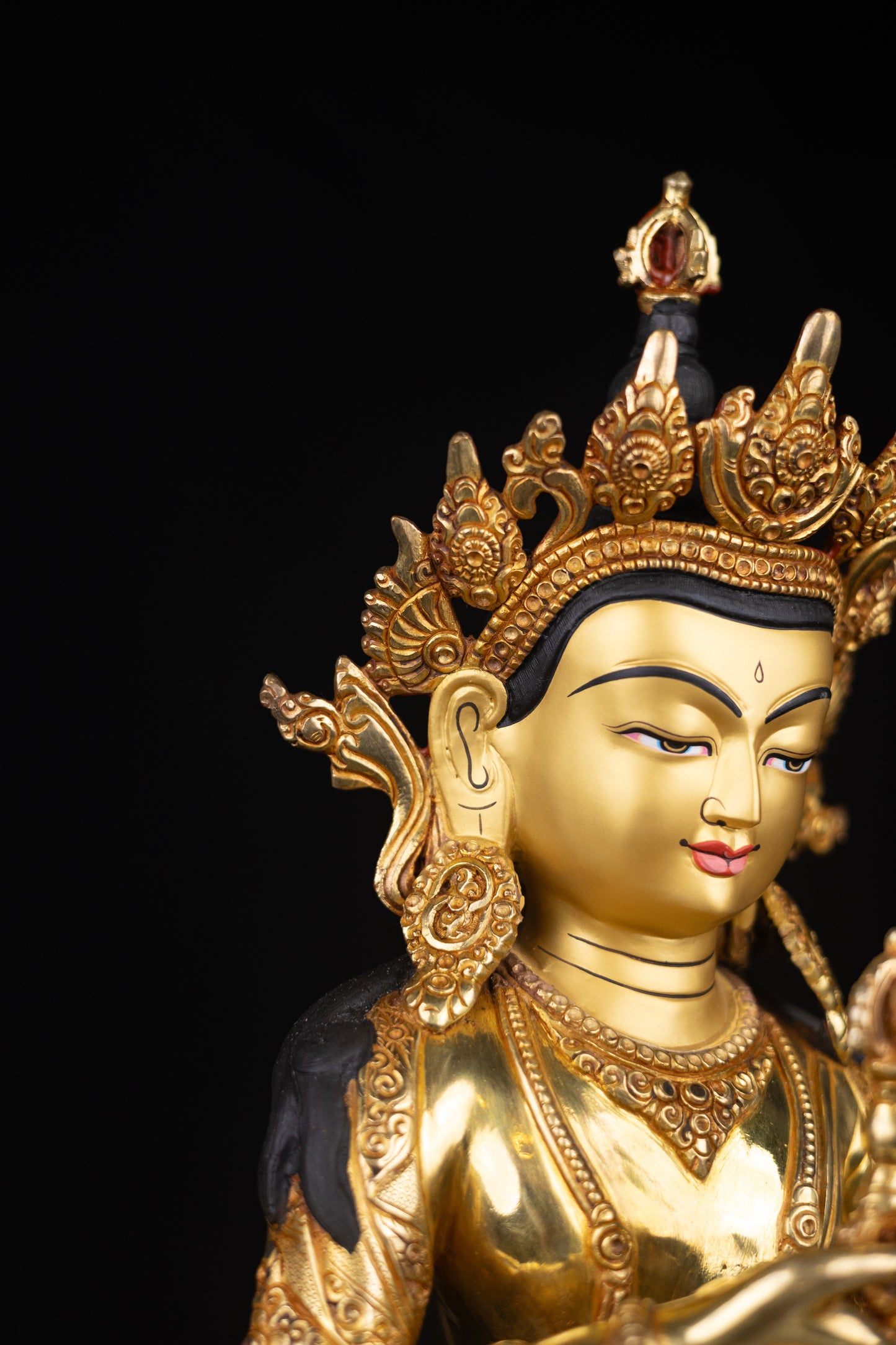 Tibetan Buddhism Gold Face Lord Vajra Sattva Boddhisattva Dorje Sempa Gold Plated Copper Statue Sculpture Figure Nepal free