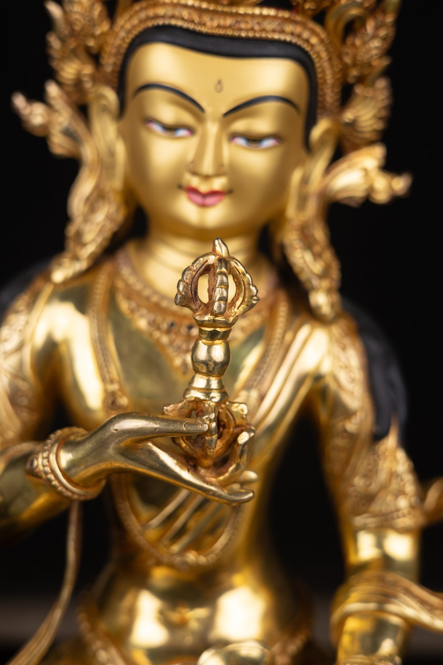 Tibetan Buddhism Gold Face Lord Vajra Sattva Boddhisattva Dorje Sempa Gold Plated Copper Statue Sculpture Figure Nepal free