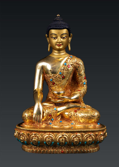 Buddhism Lord Akshobya Shakyamuni Buddha Gold Plated Copper Statue Figure Nepal free