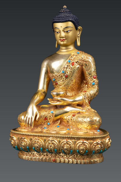 Buddhism Lord Akshobya Shakyamuni Buddha Gold Plated Copper Statue Figure Nepal free