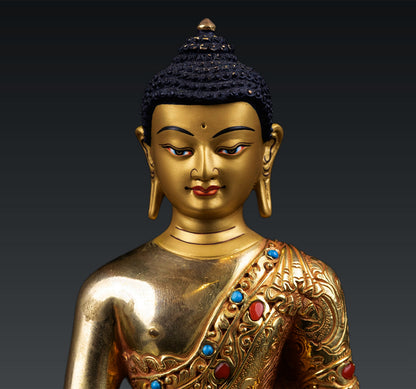 Buddhism Lord Akshobya Shakyamuni Buddha Gold Plated Copper Statue Figure Nepal free