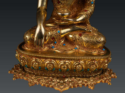 Buddhism Lord Akshobya Shakyamuni Buddha Gold Plated Copper Statue Figure Nepal free