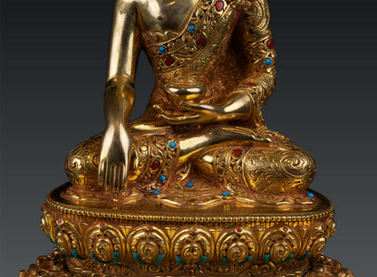 Buddhism Lord Akshobya Shakyamuni Buddha Gold Plated Copper Statue Figure Nepal free