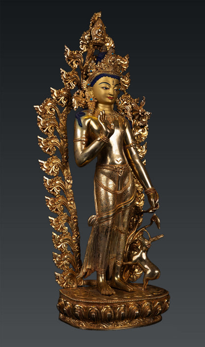 Buddhism Standing Lord Avalokitesvara Sahasrabhuja Lokeshwor Gold Plated Copper Statue Nepal free