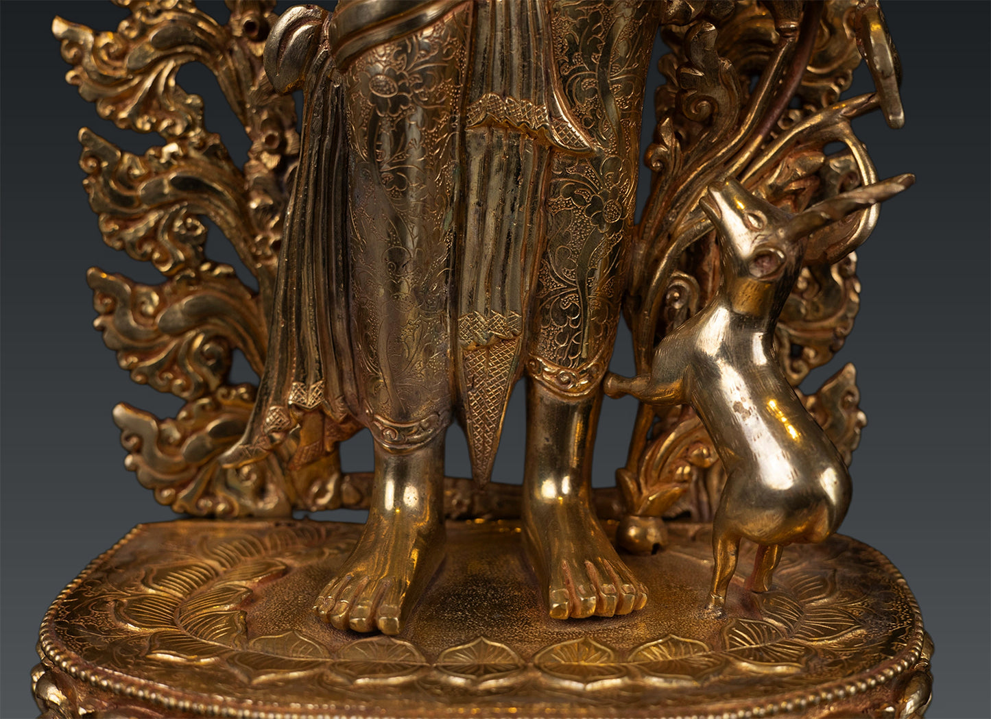 Buddhism Standing Lord Avalokitesvara Sahasrabhuja Lokeshwor Gold Plated Copper Statue Nepal free